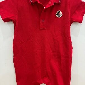 Red Moncler Baby Romper